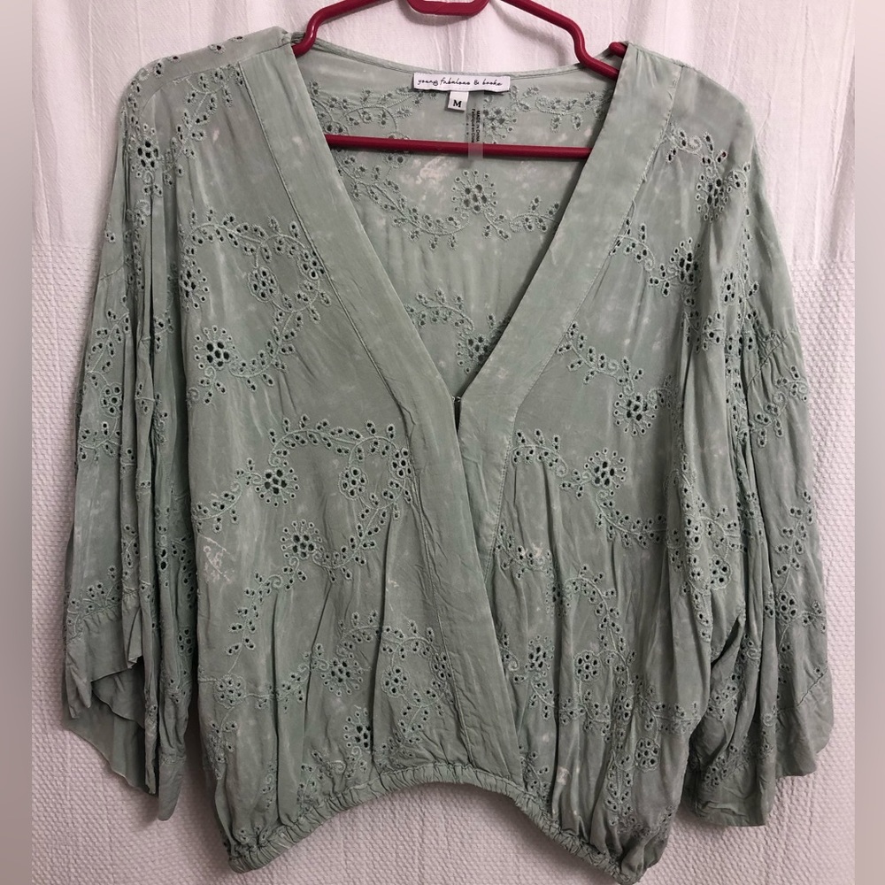 Young Fabulous & Broke Sage Green Crop Top
